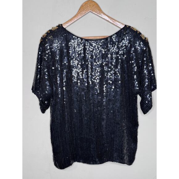 Vintage 80s/90s Jean For Joseph Le Bon Sequined Beaded blouse 100% Silk Size: S - Picture 3 of 4